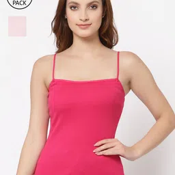 Floret Women Pack of 2 Magenta & Pink Solid Camisoles-image-46