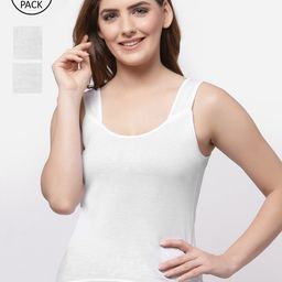 Floret Women Pack Of 3 White Solid Cotton Camisoles-image-22