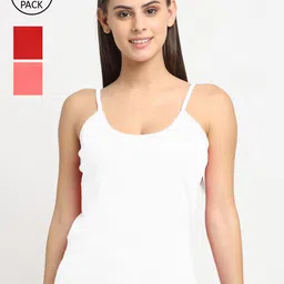 Friskers Women Pack Of 3 Solid 180 GSM Cotton Rib Camisoles-image-76