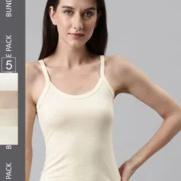 DIXCY SCOTT Slimz Pack Of 5 Assorted Cotton Camisoles-image-62