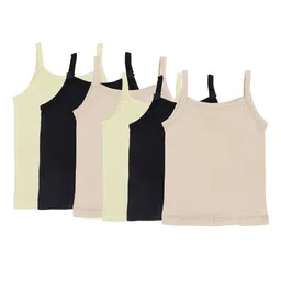 DYCA Girls Pack Of 6 Assorted Pure Cotton Camisoles-image-19