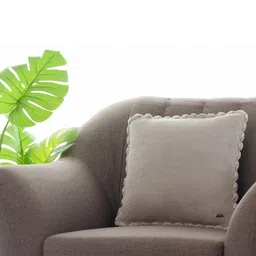 Pluchi Beige Self Design Cotton Square Cushion Cover-image-14