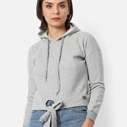 Campus Sutra Hooded Neck Long Sleeve Cotton Pullover Sweatshirt-image-6
