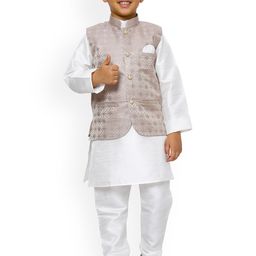 Pro-Ethic STYLE DEVELOPER Boys Mandarin Collar Kurta With Pyjamas & Nehru Jacket-10