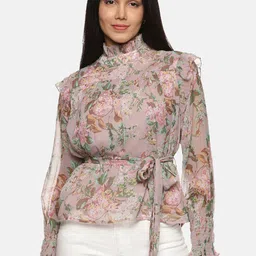 ISU Women Floral Print Belted Top-image-16