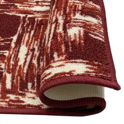 SPACES dark-Red & Cream-Colored Printed Anti-Skid Doormat image 2