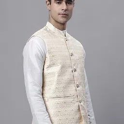Jompers Men Woven Design Nehru Jacket-14