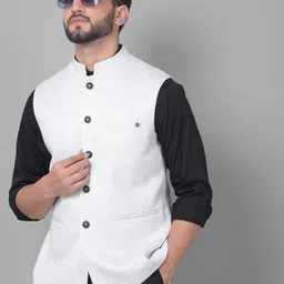Crimsoune Club Printed Mandarin Collar Nehru Jacket-34