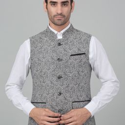 Cantabil Woven Self Design Single-Breasted Slim Fit Nehru Jacket-13