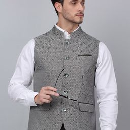Cantabil Self Design Nehru Jacket-17