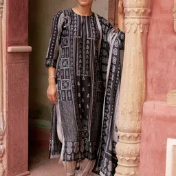 Libas Floral Printed Keyhole Neck Regular Straight Kurta With Salwar With Dupatta-picture-28