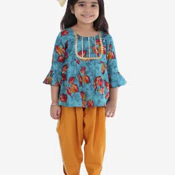 Superminis Girls Green Printed Regular Pure Cotton Kurti with Salwar-image-10