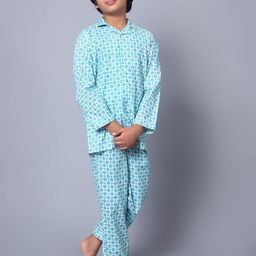 Kiddiekid Kids Kids Geometric Printed Pure Cotton Night suit-image-96