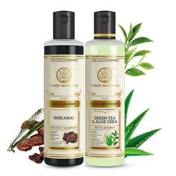 Khadi Natural Shikakai Shampoo + Green Tea &  Aloevera Hair Conditioner Combo - 420ml-15