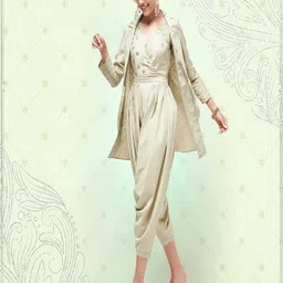 Pannkh Women jhalak Green & Gold-Toned Printed Basic Jumpsuit With Stylish Jacket-picture-13