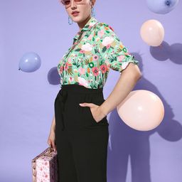 StyleStone Women Green & Black Printed & Colourblocked Capri Jumpsuit-picture-29