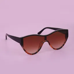 Carlton London Women Brown Lens & Black Shield Sunglasses with UV Protected Lens-image-49