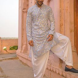 VASTRAMAY Floral Embroidered Georgette Kurta with Patiala-picture-42