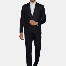 Wintage Men Black Solid Single-Breasted Formal Two-Piece Suit-image-29