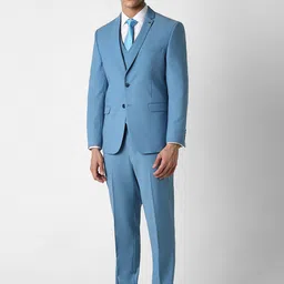 Van Heusen Men Self Design Slim-Fit Single-Breasted Three-Piece Suit-image-3