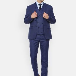 Van Heusen Men Blue Solid 3-Piece Slim fit Formal Suit-image-66