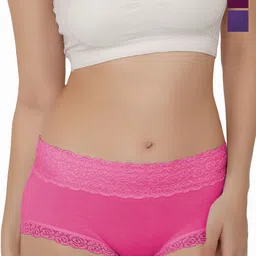 Bella Voste Pack of 3 Mid-Rise Self Design Lace Anti-Odour Hipster Briefs-13