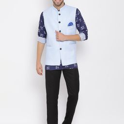 Hangup Men Printed Linen Kurta with Trouser-11