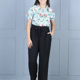 StyleStone Girls Green & Black Printed Basic Jumpsuit-image-82