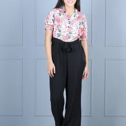 StyleStone Girls White & Black Printed Basic Jumpsuit-image-79
