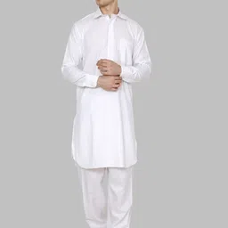 ROYAL KURTA Men White Thread Work Kurta with Salwar-image-63