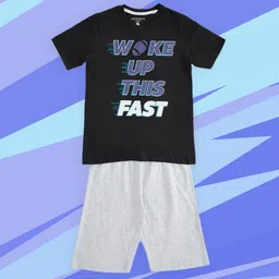 Pantaloons Junior Boys Black & White Printed Night Suit-picture-41
