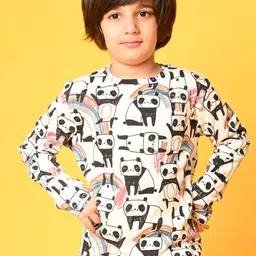 Anthrilo Boys White & Black Printed Pure Cotton Night suit-image-88