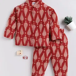 Clt.s Kids Ethnic Motifs Printed Pure Cotton Shirt With Pyjamas-picture-17