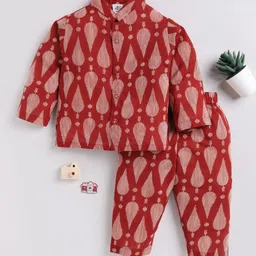 Clt.s Kids Ethnic Motifs Printed Pure Cotton Shirt With Pyjamas-image-25