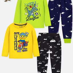 YK X Trampoline Kids Pack Of 2 Printed T-shirt With Pyjamas-42