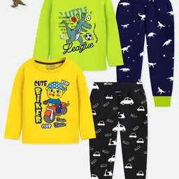 YK X Trampoline Kids Pack Of 2 Printed T-shirt With Pyjamas-43