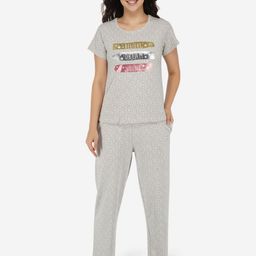 ARTEMIS Women Beige Printed Night suit-image-1