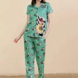 FABINALIV Graphic Printed Lapel Collar Shirt & Pyjama-picture-32