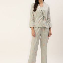 LILL Women Green Printed Night suit-image-37