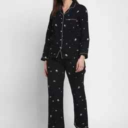 shopbloom Women Printed Pure Cotton Shirt and Pyjamas Night suit-image-53
