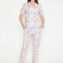 Arendelle Floral Printed Pure Cotton Night suit-image-14
