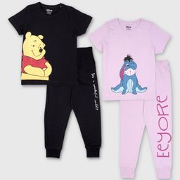 Nap Chief Girls Pack of 2 Pooh & Eeyore Printed Night suit-image-54