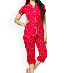 Foxy Conversational Printed Pure Cotton Night suit-image-32
