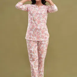 FERANOID Floral Printed Pure Cotton Night suit-image-44