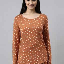 Enamor Women Orange & White Printed Night suit-image-99