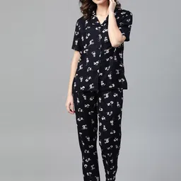 DRAPE IN VOGUE Floral Printed Night Suit-image-44