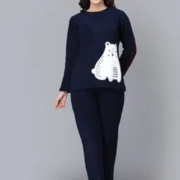 Sweet Dreams Women Super Soft Polar Fleece Applique Winter Night suit-image-92