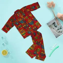 BAESD Infants Conversational Printed Lapel Collar Pure Cotton Night Suit-57