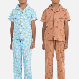 Growing Tree Kids Pack of 2 Printed Pure Cotton Night suit-image-102