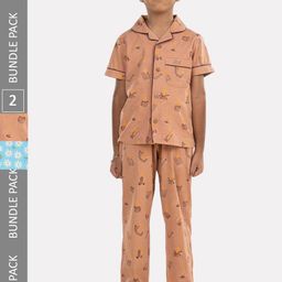 Growing Tree Kids Pack of 2 Printed Pure Cotton Night suit-image-64